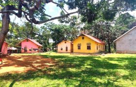 Dormitories and the chapel in Kinyo, Uganda